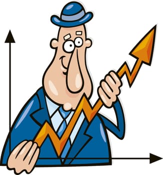 Cartoon illustration of man with graph