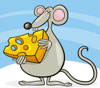 Cartoon illustration of mouse with cheese