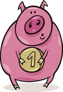 Illustration of pig with coin