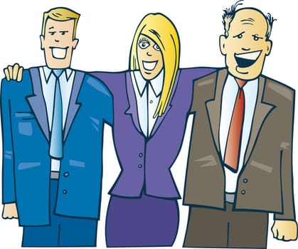 cartoon illustration of business team
