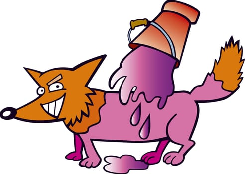 Cartoon illustration of painted fox