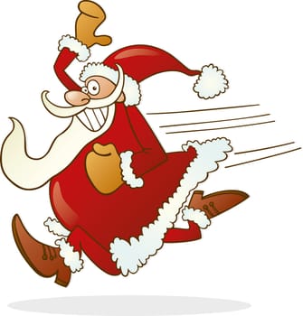 Illustration of santa claus running