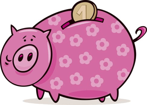 Illustration of piggy bank with coin