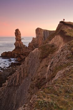 Amazing seascape sunrise at winter. Los Urros, Spain