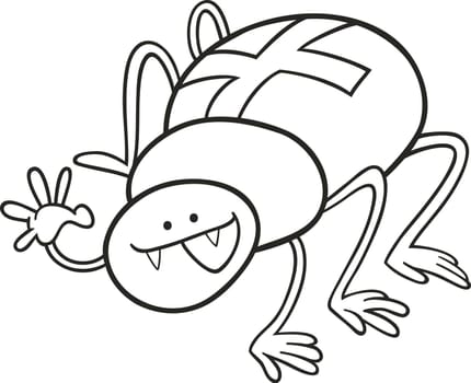 cartoon illustration of funny cross spider for coloring book