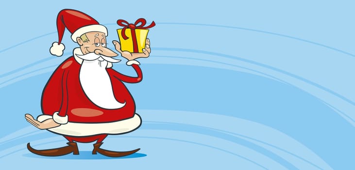 Illustration of funny santa claus with gift