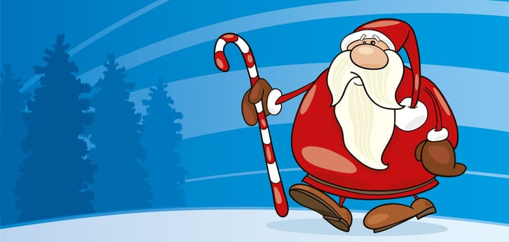 Illustration of santa claus with christmas cane