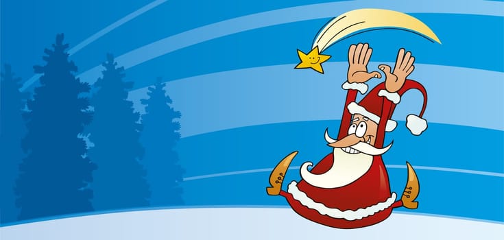 Illustration of santa claus with christmas star