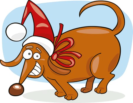 Illustration of funny santa claus dog