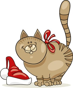 Cartoon illustration of christmas cat