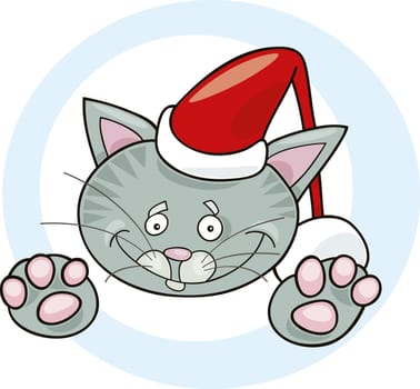 Illustration of christmas cat santa claus