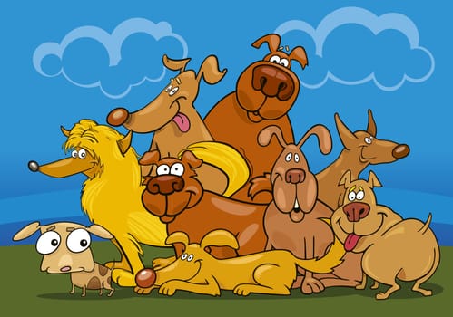 illustration of cartoon dogs group