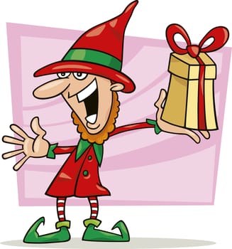 illustration of christmas elf with special gift
