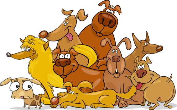 illustration of cartoon dogs group