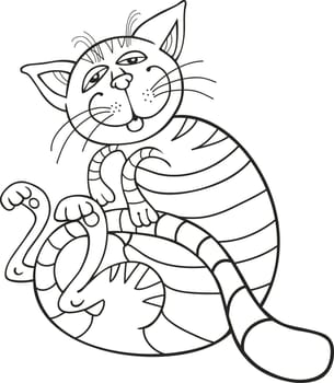 illustration of Happy Cat for coloring book