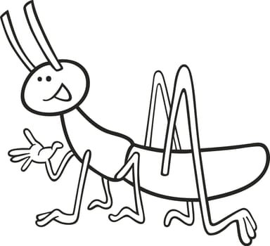 cartoon illustration of funny grasshopper for coloring book