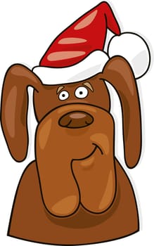 Illustration of funny santa claus dog