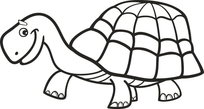 Illustration of cartoon turtle for coloring book