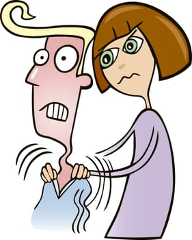 Illustration of Girl doing massage to her boyfriend