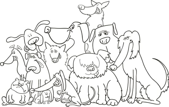 group of dogs illustration for coloring