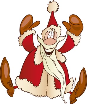 Illustration of santa claus jumping