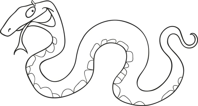 cartoon vector illustration of funny snake for coloring book