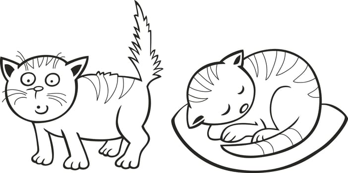 illustration of Cute little Cats for coloring book