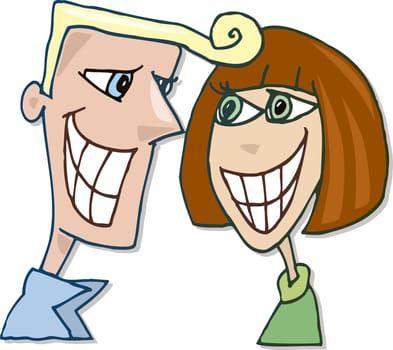 Illustration of happy couple in love smiling