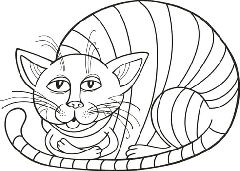 cartoon illustration of Sleepy Cat for coloring book