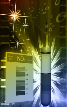 Digital illustration of nitrite test in colour background