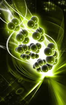 Digital illustration DNA structure in colour background
