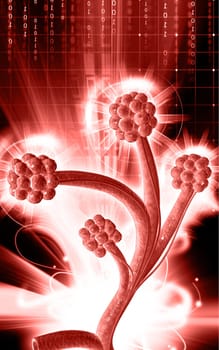 Digital illustration of alveoli in colour background