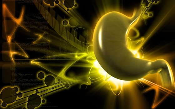 Digital illustration of stomach in colour background