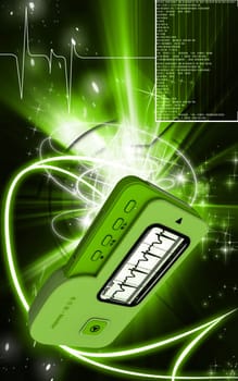 Digital illustration of ECG in colour background