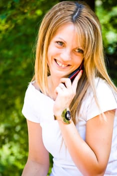 beautiful young model talking on phone