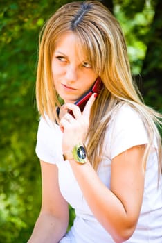 beautiful young model talking on phone