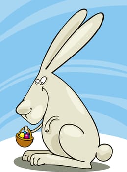 Illustration of Easter Bunny with basket of painted Eggs