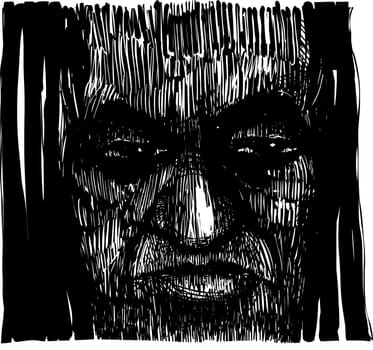 Drawing Illustration of Voodoo Sorcerer