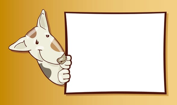 Illustration of Bull-terrier dog and card