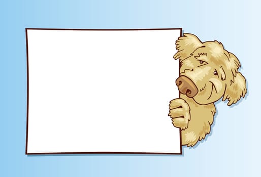 llustration of Shaggy dog with card
