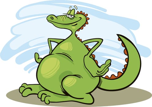 Cartoon illustration of cheerful dragon