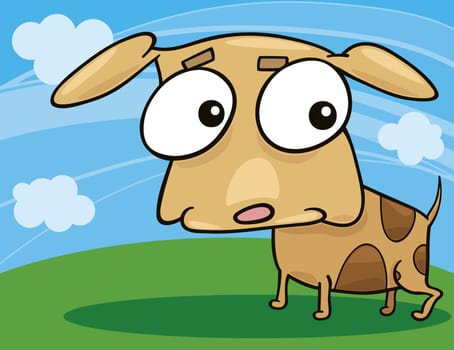 cartoon illustration of cute little doggy