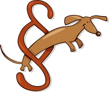 Illustration of dachshund dog in huge paragraph sign
