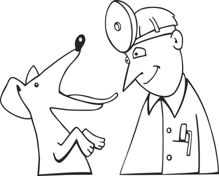 illustration of Dog at Vet for coloring book