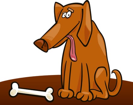 Cartoon illustration of dog with bone