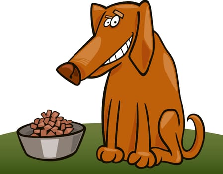 Cartoon illustration of dog and his fodder