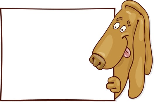 Illustration of basset dog with card