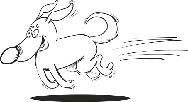 illustration of Running Dog for coloring book