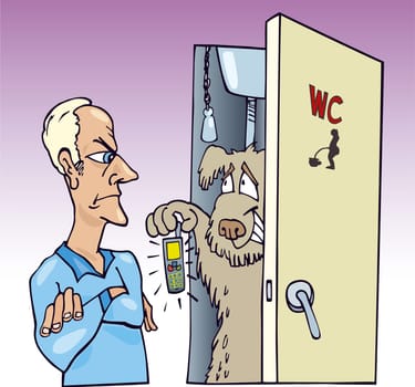 Illustration of dog which ate cell phone
