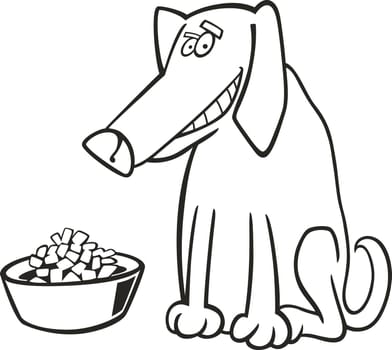 illustration of dog and his fodder for coloring book